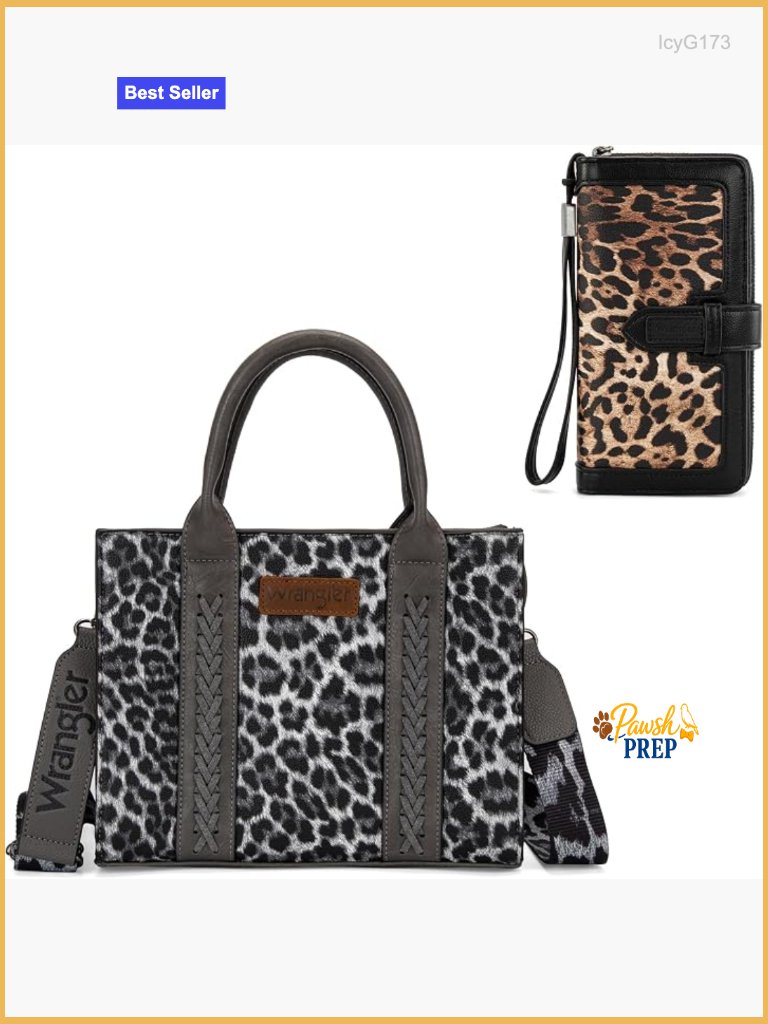 Leopard Print Satchel & Phone Clutch Wallet Set